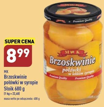 ALDI Brzoskwinie połówki w lekkim syropie m&k oferta