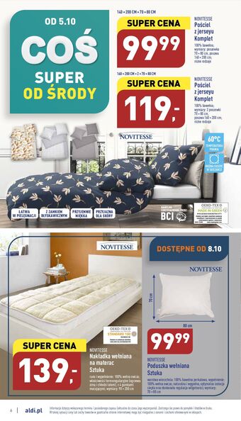 ALDI Komplet pościeli 140 x 200 + 70 80 cm novitesse oferta