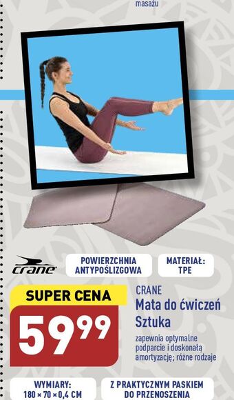 ALDI Mata do ćwiczeń dwustronna 180 x 70 0.4 cm crane oferta