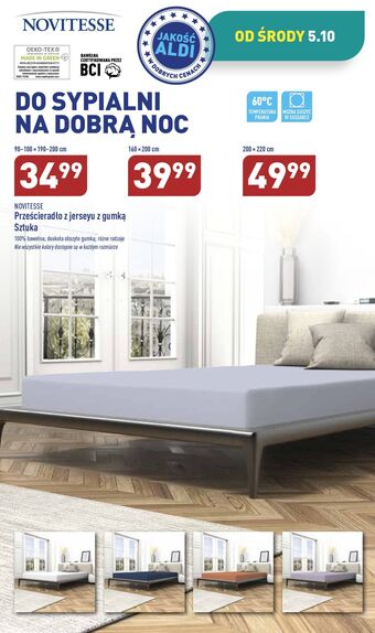 ALDI Prześcieradło z jerseyu gumką 200 x 220 cm novitesse oferta