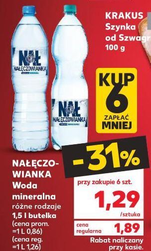 Kaufland Woda niegazowana nałęczowianka oferta