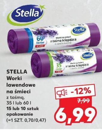 Kaufland Worki na śmieci lawendowe 60 l stella oferta