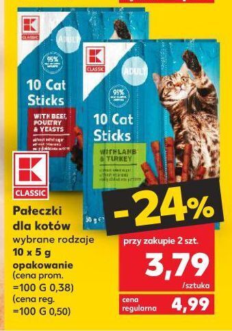 Kaufland Pałeczki dla kota drób i wątróbka k-classic oferta