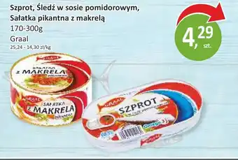 Passa Graal Szprot, Śledź w sosie pomidorowym, Sałatka pikantna z makrelą 170 - 300 g oferta