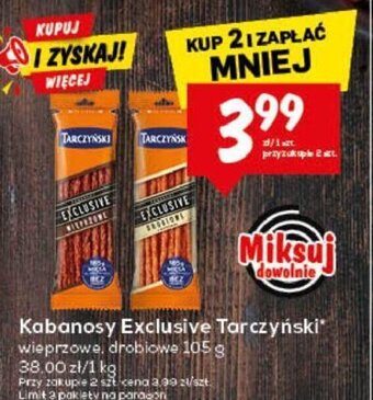 Lewiatan Tarczyński Kabanosy Exclusive wieprzowe, drobiowe 105 g oferta