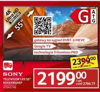 Selgros Sony Telewizor LED 55" KD55X80JAEP 2199 1szt. oferta