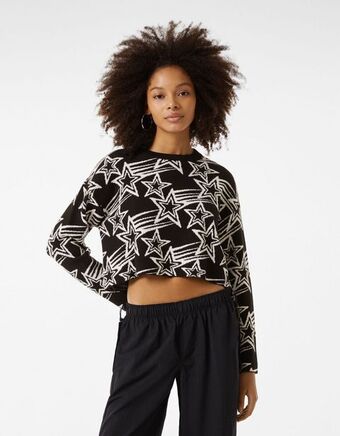 Bershka Dzianinowy sweter z okrągłym dekoltem oferta