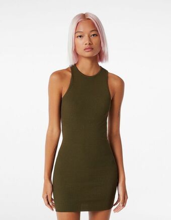 Bershka Dzianinowa sukienka z ozdobną lamówką oferta