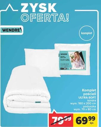 Carrefour Komplet ultra soft: kołdra 160 x 200 cm + poduszka 70 80 wendre oferta