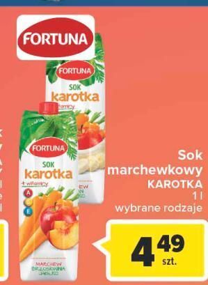 Carrefour Sok marchew brzoskwinia jabłko + witaminy ace fortuna karotka oferta