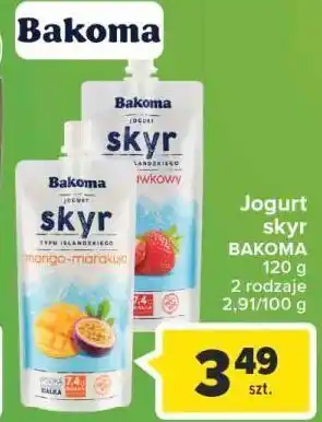 Carrefour Jogurt truskawkowy saszetka bakoma skyr oferta