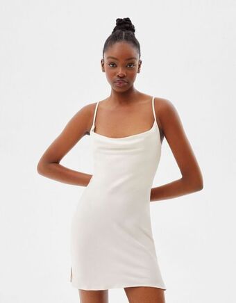 Bershka Bieliźniana sukienka mini z satyny oferta