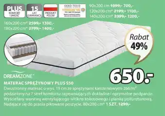 JYSK Dreamzone Materac sprężynowy plus S50 80x200 cm oferta