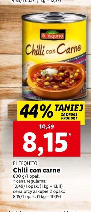 Lidl Chili con carne el tequito oferta