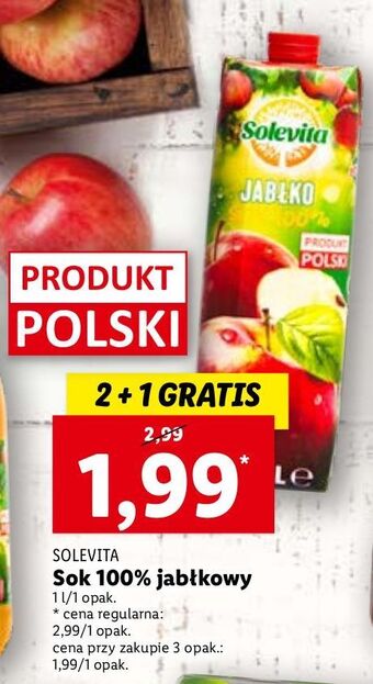 Lidl Sok jabłkowy 100 % solevita oferta
