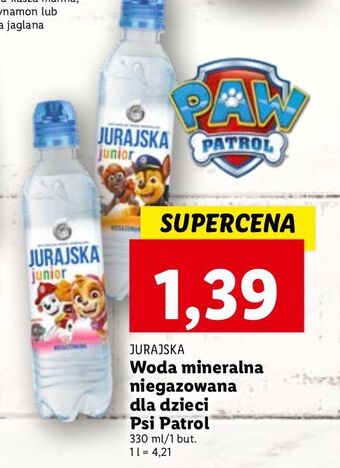 Lidl Woda niegazowana jurajska junior psi patrol oferta