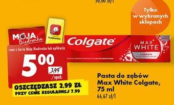 Biedronka Pasta do zębów luminous colgate max white oferta