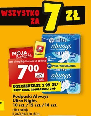 Biedronka Podpaski day & night always ultra oferta