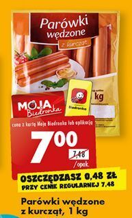 Biedronka Parówki wędzone z kurcząt oferta