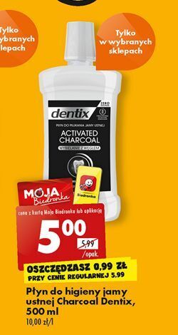 Biedronka Płyn do płukania ust activated charcoal dentix oferta