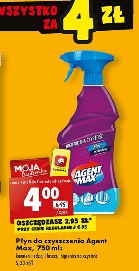 Biedronka Płyn do czysczenia higieniczna czystość agent max oferta