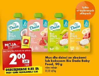 Biedronka Bio mus jogurt + zboża banan jabłko dada baby fresh oferta