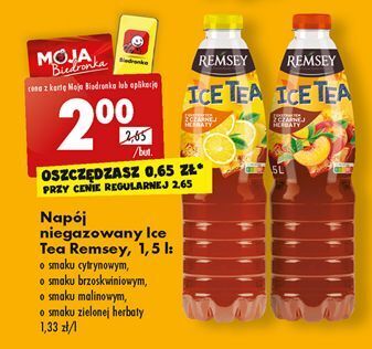 Biedronka Napój o smaku zielonej herbaty remsey ice tea oferta