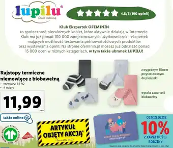 Lidl Rajstopy termiczne dziecięce lupilu oferta