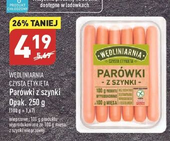ALDI Parówki z szynki wędliniarnia czysta etykieta oferta