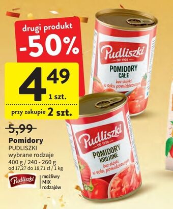 Intermarche Pomidory całe bez skórki w soku pomidorowym pudliszki oferta