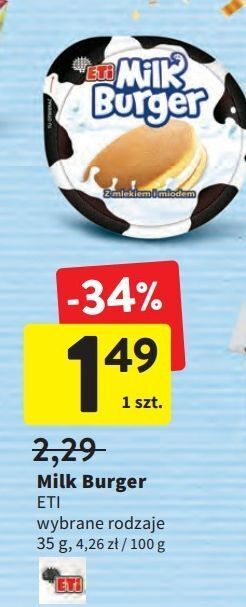 Intermarche Baton z mlekiem i miodem eti milk burger oferta