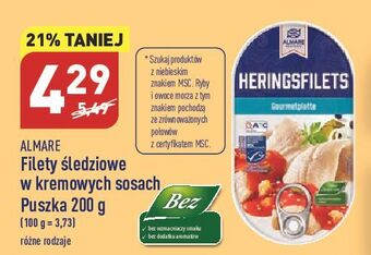 ALDI Filety śledziowe w kremie pomidorowym almare seafood oferta