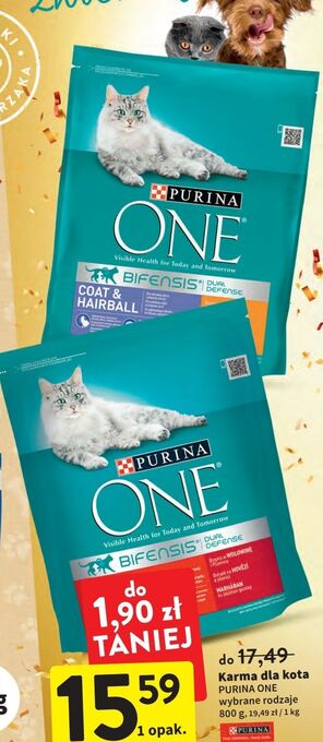 Intermarche Karma dla kota coat & hairball kurczak i pełne ziarna purina one oferta