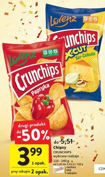 Intermarche Chipsy ser-cebula crunchips x-cut oferta