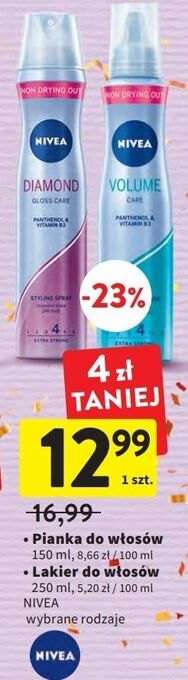 Intermarche Lakier do włosów nivea diamond gloss care oferta