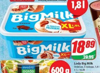 Lody choco algida big milk