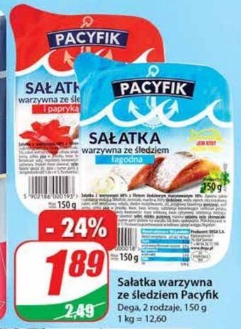 Dino Sałatka warzywna ze śledziem i papryką pacyfik oferta