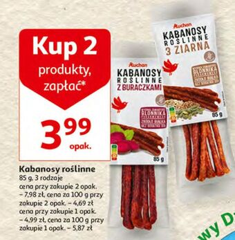 Auchan Kabanosy roślinne 3 ziarna auchan oferta