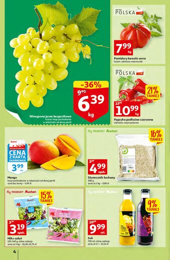 Auchan Winogrona jasne bezpestkowe oferta