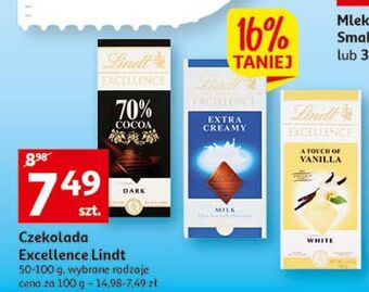 Auchan Czekolada mleczna extra creamy lindt excellence oferta