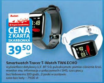Auchan Smartwatch t-watch tw6 czarny tracer oferta