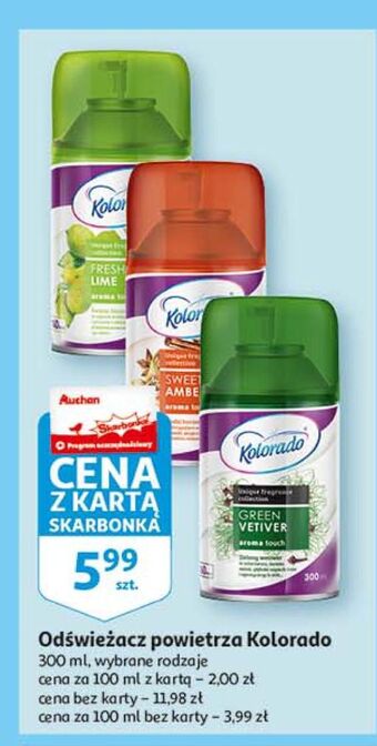 Auchan Odświeżacz powietrza sweet amber kolorado aroma touch oferta