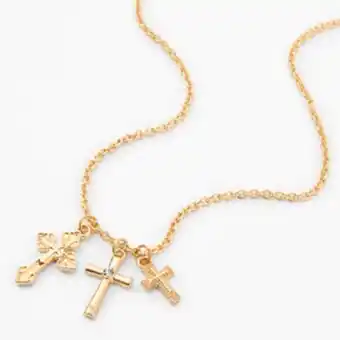 Claire's Gold triple cross pendant necklace oferta