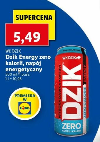 Lidl Dzik Energy zero kalorii, napój energetyczny oferta