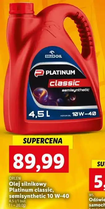 Lidl Orlen Olej silnikowy Platinum classic, semisynthetic 10 W-40 4,5 L oferta