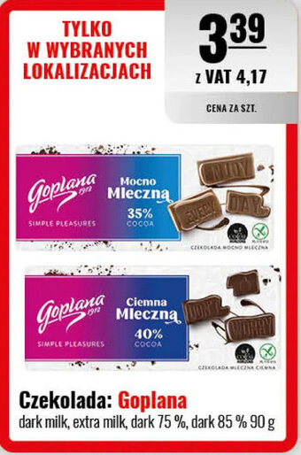 Eurocash Goplana Czekolada dark milk, extra milk, dark 75%, dark 85%, 90 g oferta