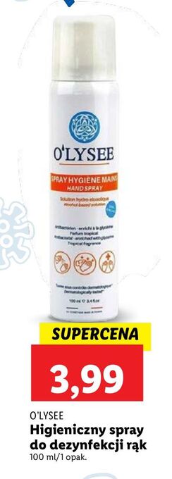 Lidl Spray do dezynfekcji rąk z dodatkiem gliceryny o'lysee oferta