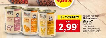 Lidl Pasztet dla psa bogaty w cielęcinę orlando pure taste oferta