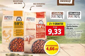 Lidl Karma dla psa z wołowina orlando pure taste oferta