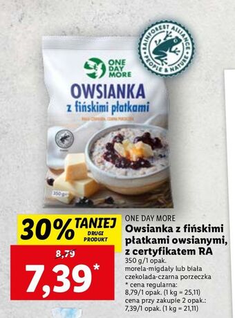 Lidl Owsianka z fińskimi płatkami białą czekoladą i czarne porzeczki one day more oferta